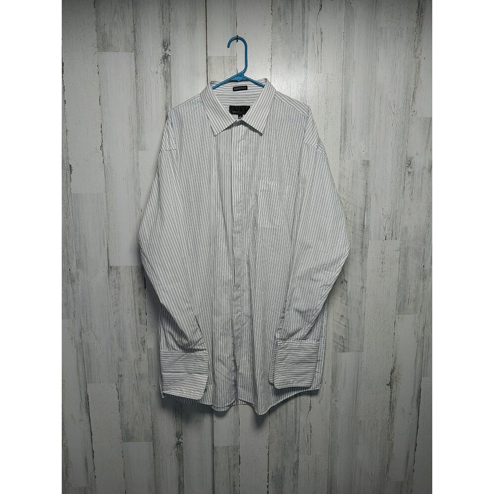 Fubu The Collection Dress Shirt Mens Size 38/39 White Striped French Cuffs